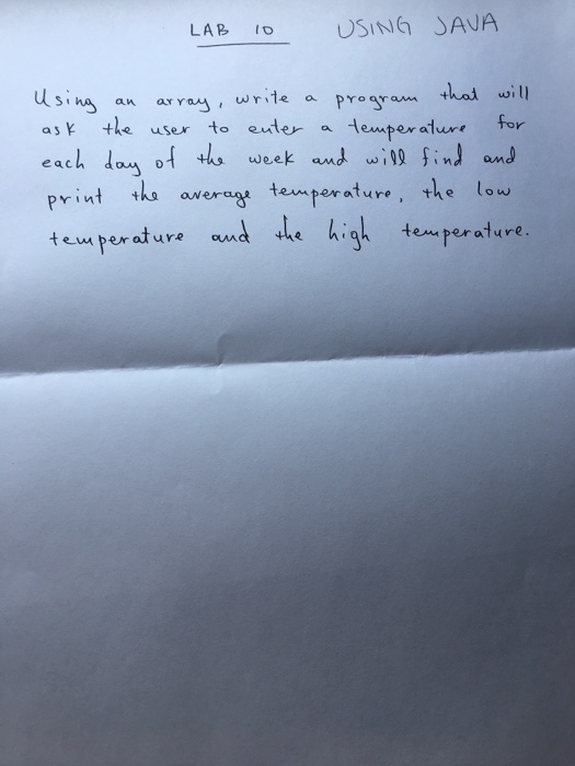  Using an array write a program that will ask the user