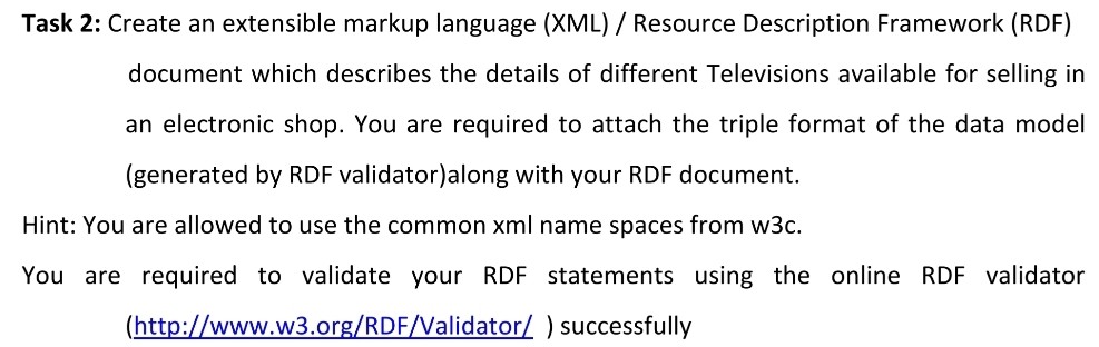  Task 2: Create an extensible markup language (XML) Resource Description Framework