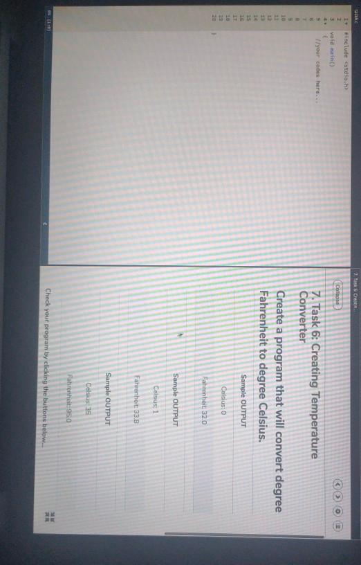 C language, please help (I'm using codio) 2 Tasks Creatin include