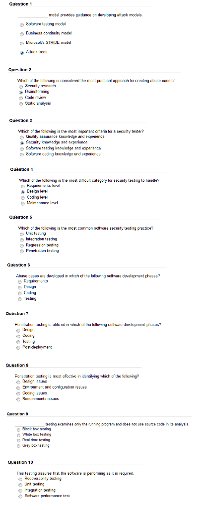 ______ model provides guidance on developing attack models. Software testing model