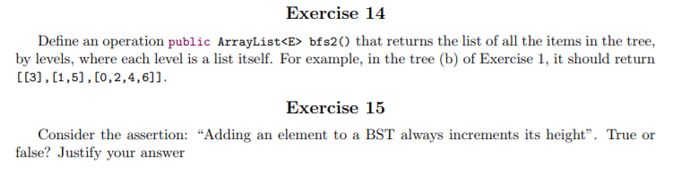 JAVA Exercise 14 Define an operation public ArrayList bfs20 that returns
