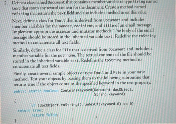 Define a class named Document that contains a member variable of