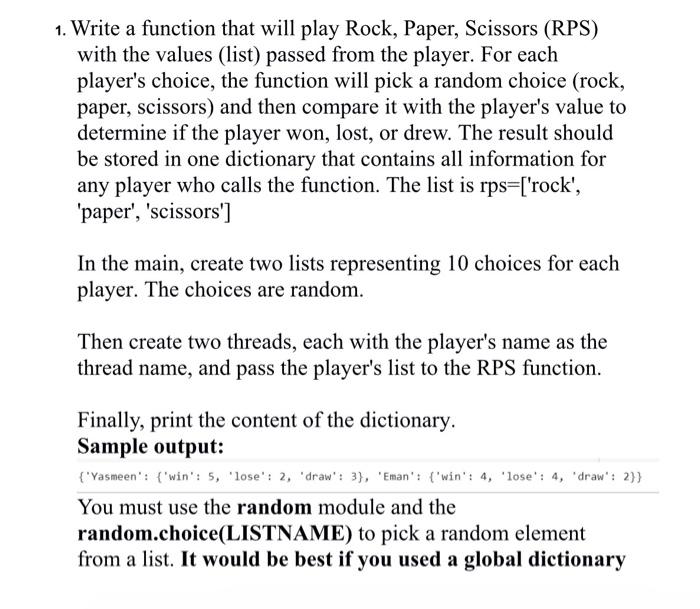 do not use regular expression 1. Write a function that will play