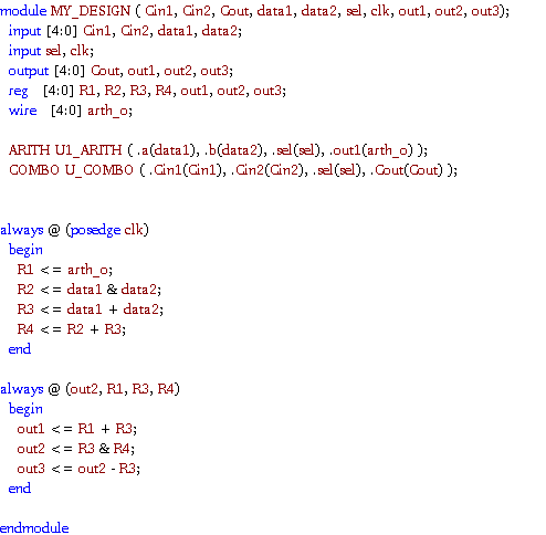Inspect the code and create a test bench from the following code