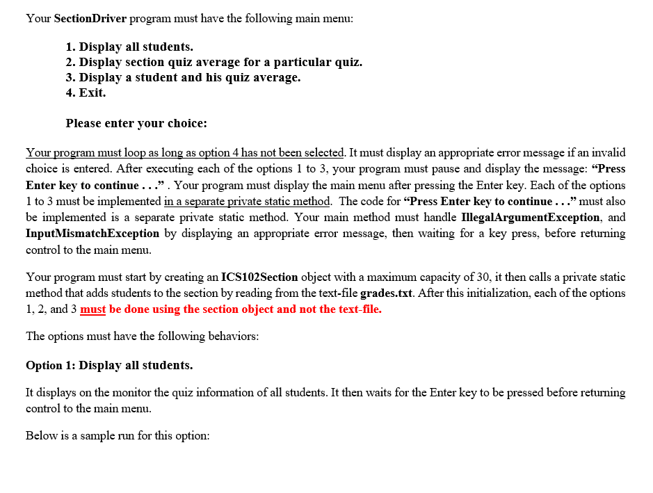 grade.txt file below : 201216700 Salim Yusuf 2.0 3.0 2.5 4.0 3.2