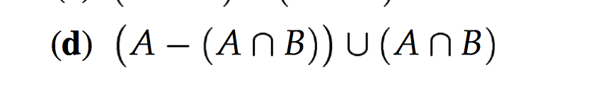 Using the algebraic rules for sets, simplify the following set expression Using