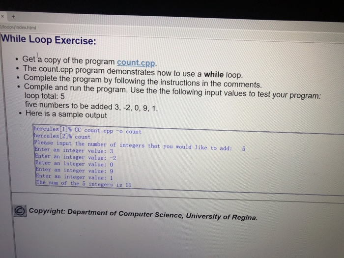  loops/index html While Loop Exercise: Get a copy of the program