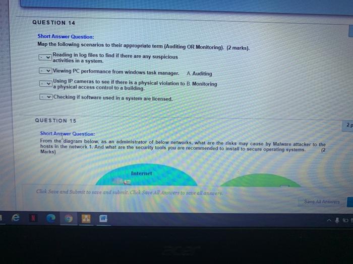 Marks) Attacker User Arial 3 (12pt) w T- Click Save and Submit
