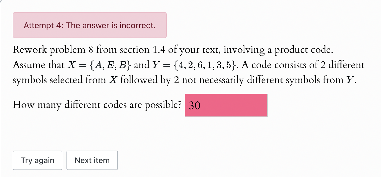 Attempt 4: The answer is incorrect. Rework problem 8 from section