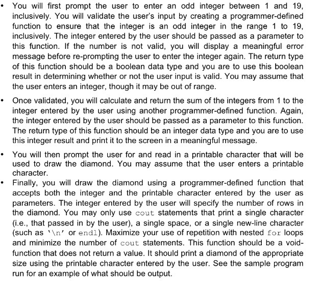  Write a C++ program that uses programmr-defined functions to validate user