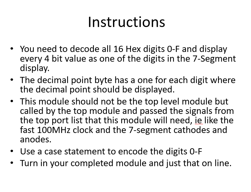 multiplex 8 different Hex digits from an array called Data to the