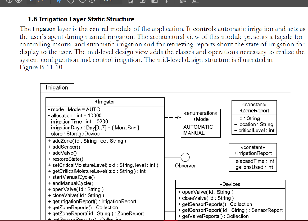 1.The irrigation system has a section labeled Modifiability Profile. This section specifies