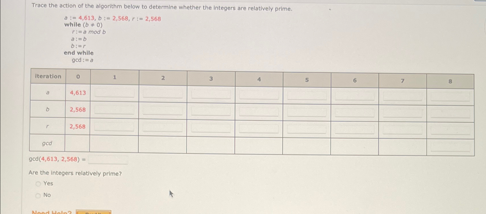  Trace the action of the algorithm below to determine whether the