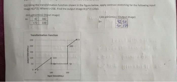  01) Using the transformation function shown in the figure below, apply