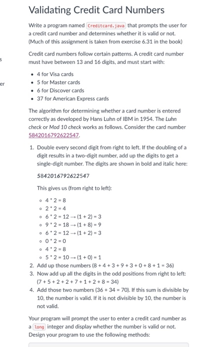  Please write a Java program that print as below: Validating Credit