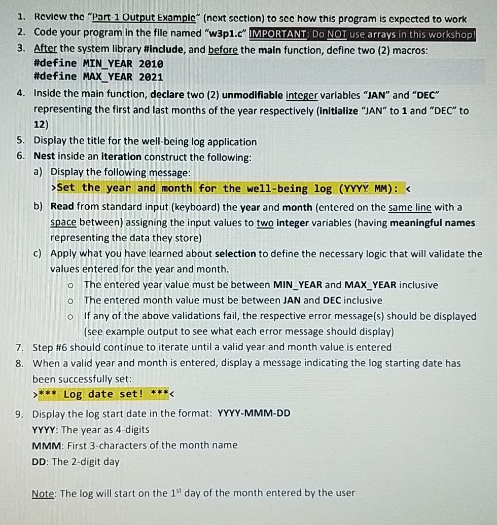  Build C programming Code Instructions and output are given 1. Review