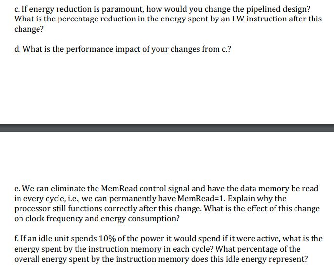 in this exercise assume the following energy consumption for activity in Instruction