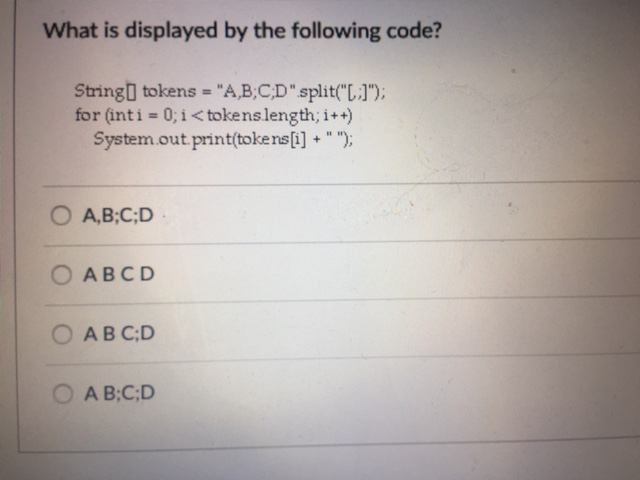 RUN THE CODE IN JAVA!!! What is displayed by the following code?