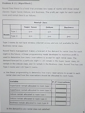 Problem &- 21 (Algorithuic)\ Hound ree Maner is a hotel that