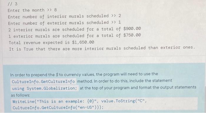 number of interior and exterior murals scheduled to be painted during the