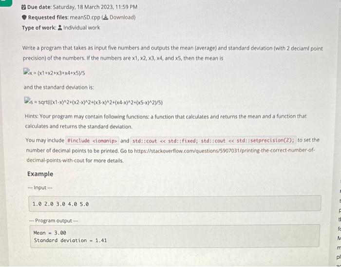  please help me write this code C++ thank u! Due date: