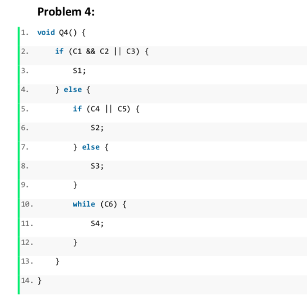 For each of the source code fragments below 1) construct a set