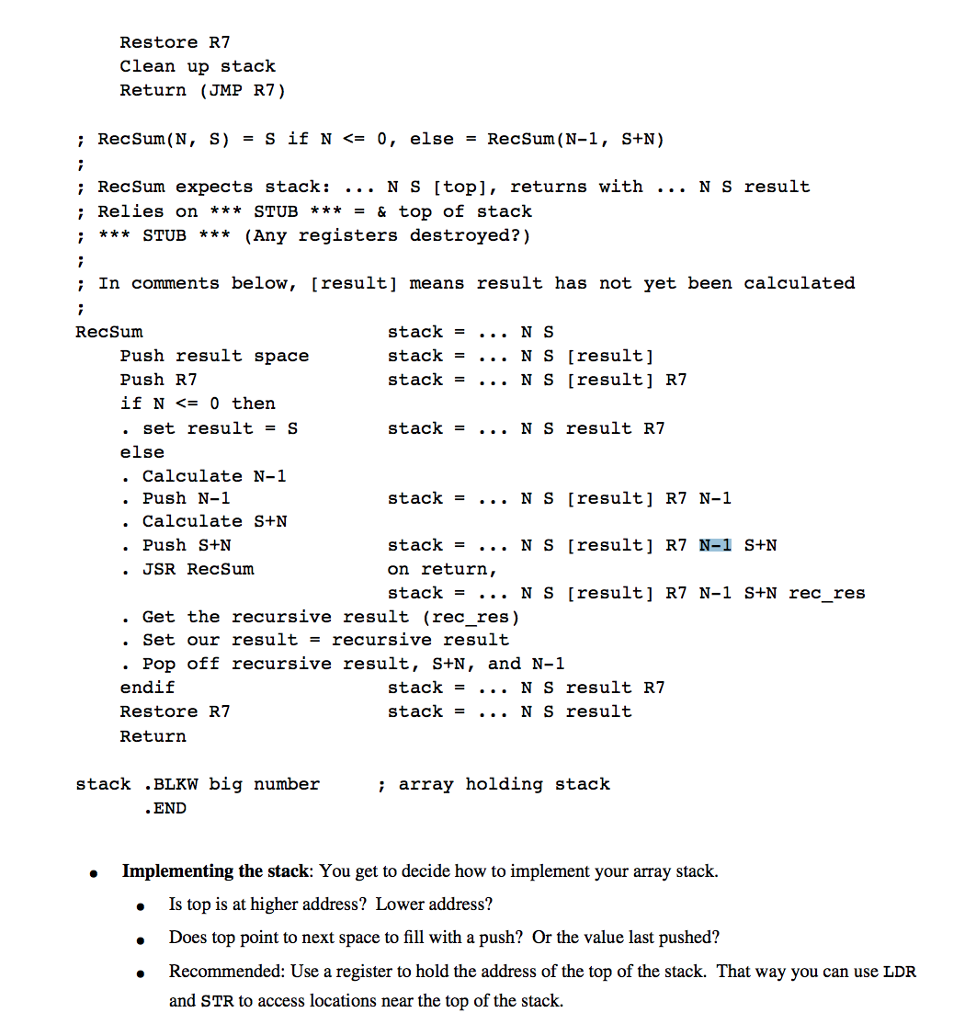 and local variables A sketch of the program from Problem 1 into