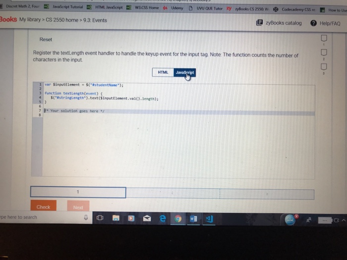 for the input tag. Note: The function counts the number of characters
