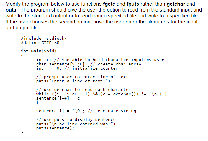  CODE IN C Language! Modify the program below to use functions