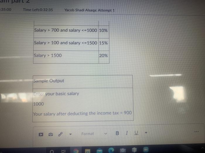 from the user, Calculates and prints the employee's salary after deducting income