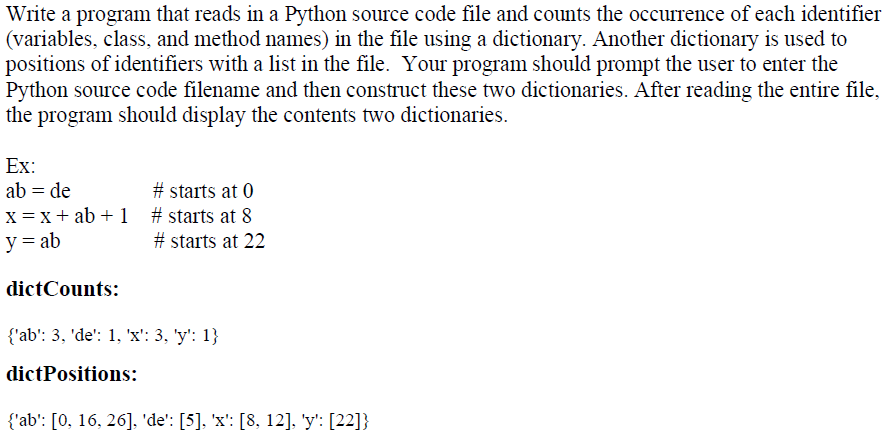PERFORM USING PYTHON! Write a program that reads in a Python source