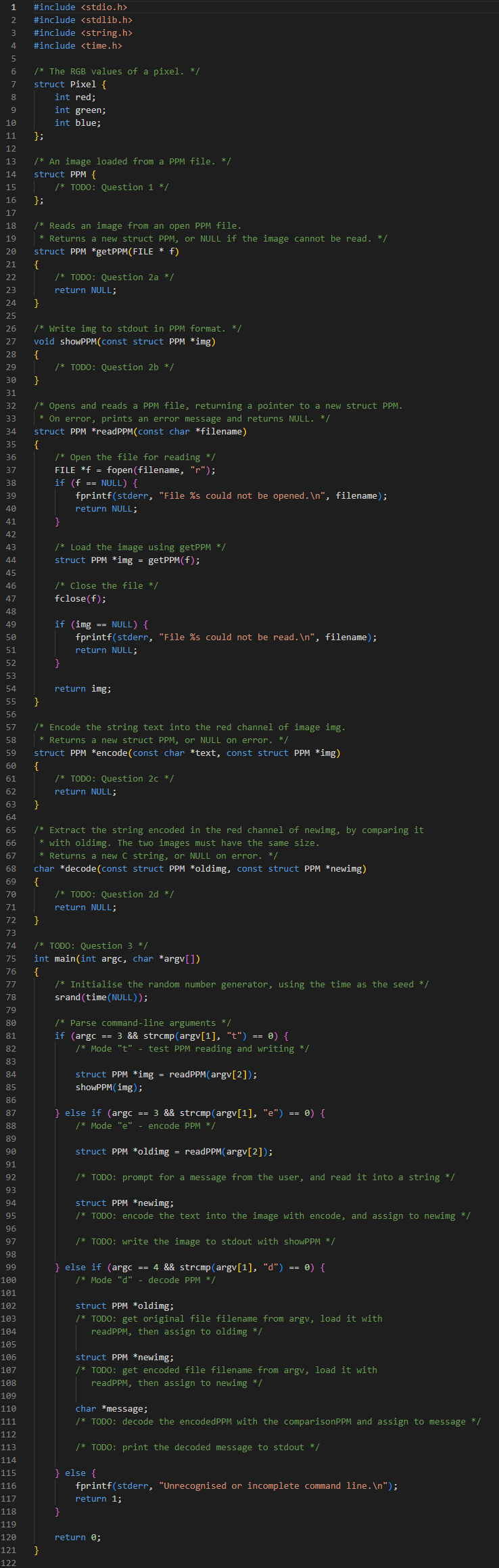 The PPM image format You will work with Plain PPM format images.