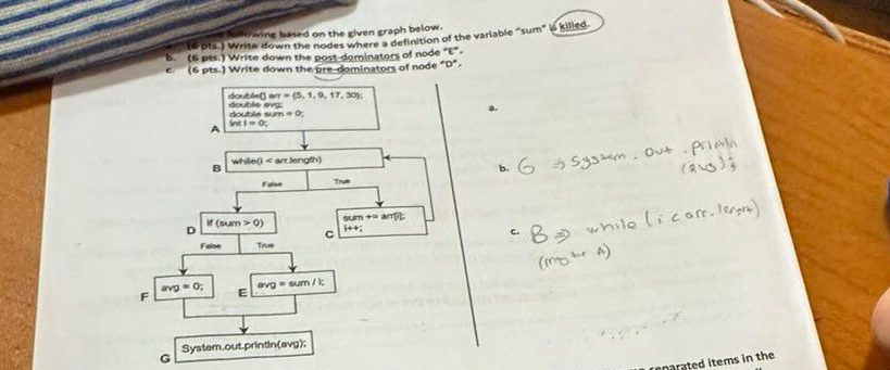  c.(6 pts.) Write down the pest-dominators of node "E". Systom out