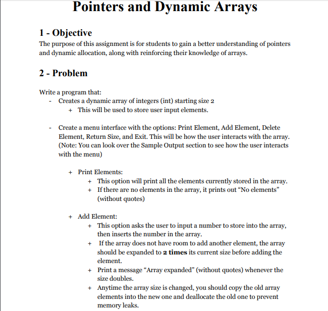 C++ Pointers and Dynamic Arrays Pointers and Dvnamic Arravs 1 - Objective