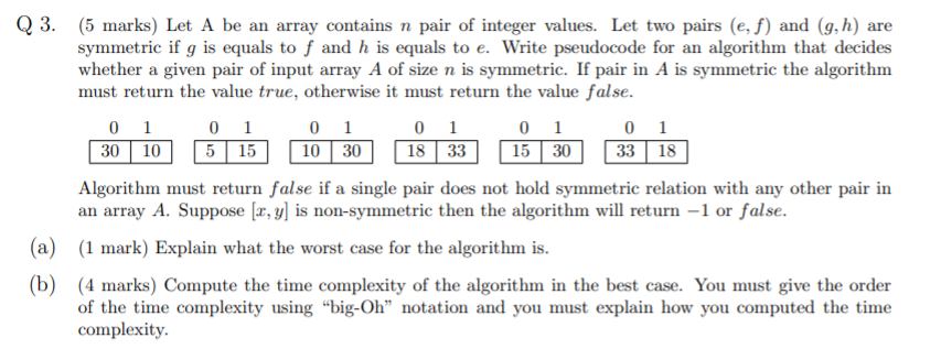use Java Question 3: Explaination Example: Two pairs (e, f) and (g,