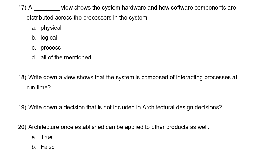 17) A view shows the system hardware and how software components