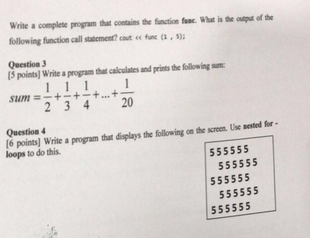  Write a complete program that contains the function func. What is
