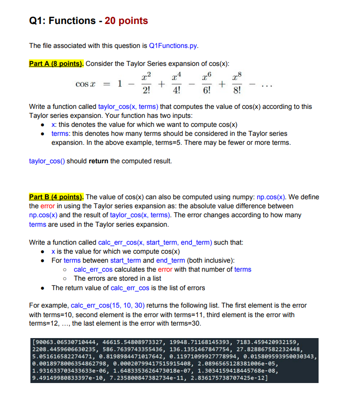 python Q1: Functions - 20 points The file associated with this question