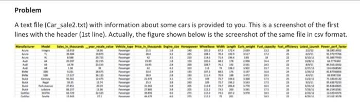  Python programming Problem A text file (Car_sale2.txt) with information about some