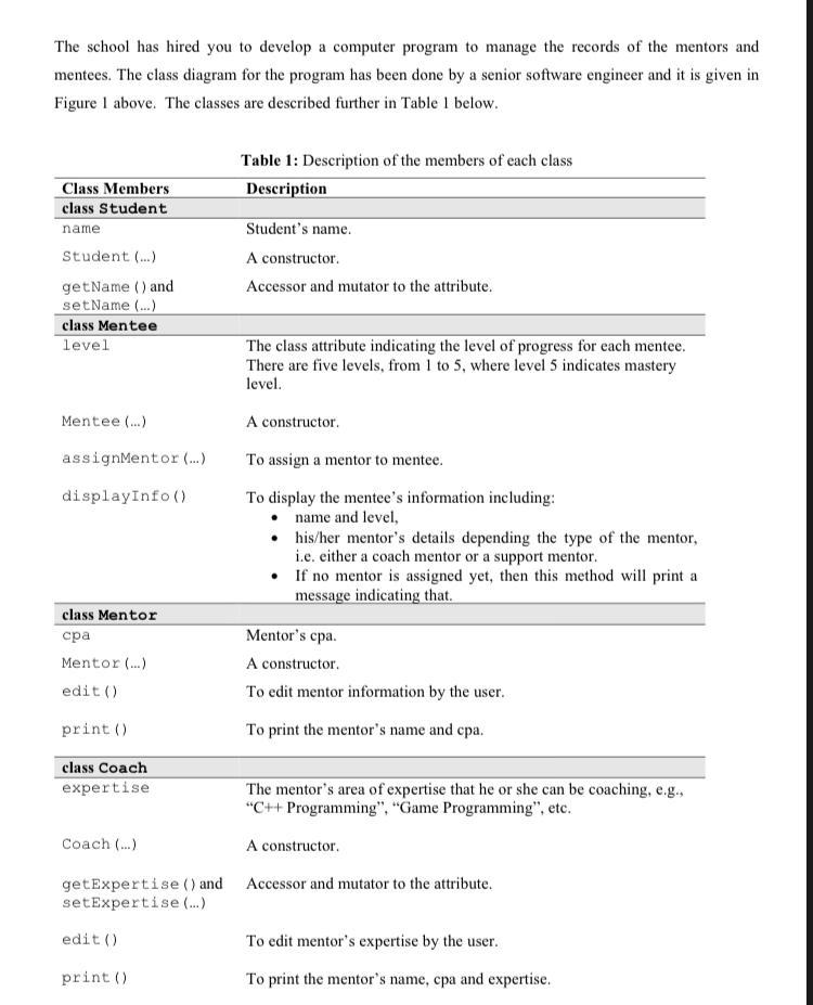 planning to implement a mentoring programme involving all the students in the