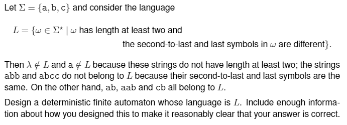 Let S = {a,b,c} and consider the language L = {w