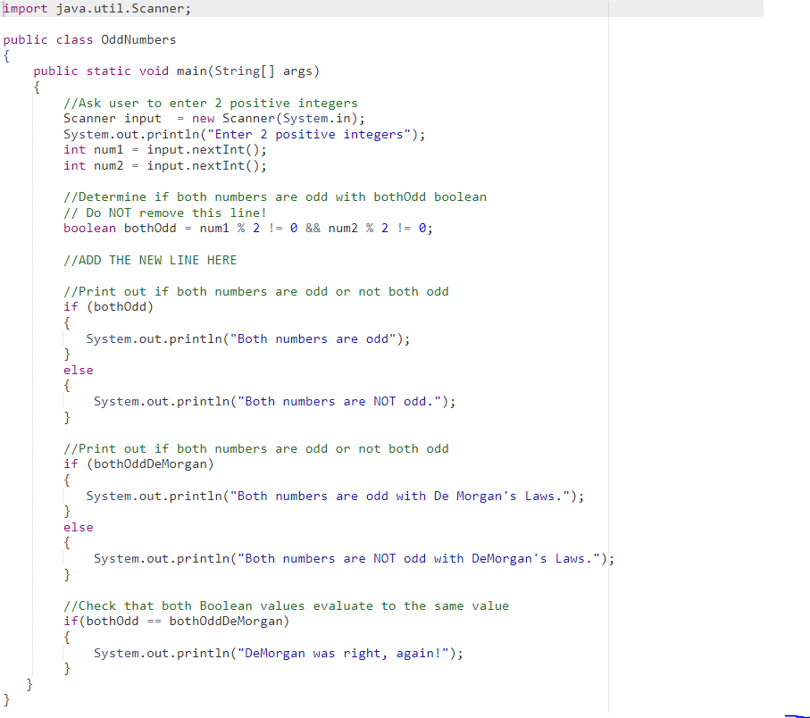 user's two numbers are BOTH odd. The program computes 2 boolean expressions