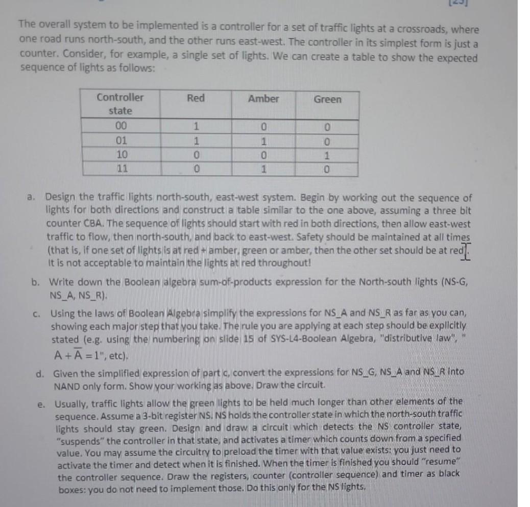 The overall system to be implemented is a controller for a