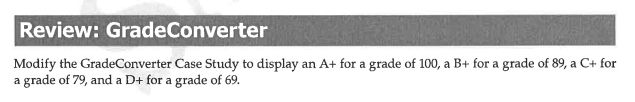  java Modify the GradeConverter Case Study to display an A+ for