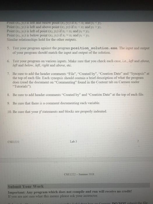 reports if the first point is above/belowlefiright or equals the second point.