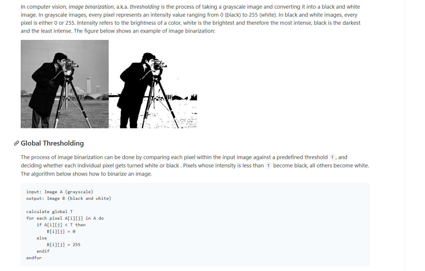 image binarization C++ may you add comments In computer vision, image binarization,