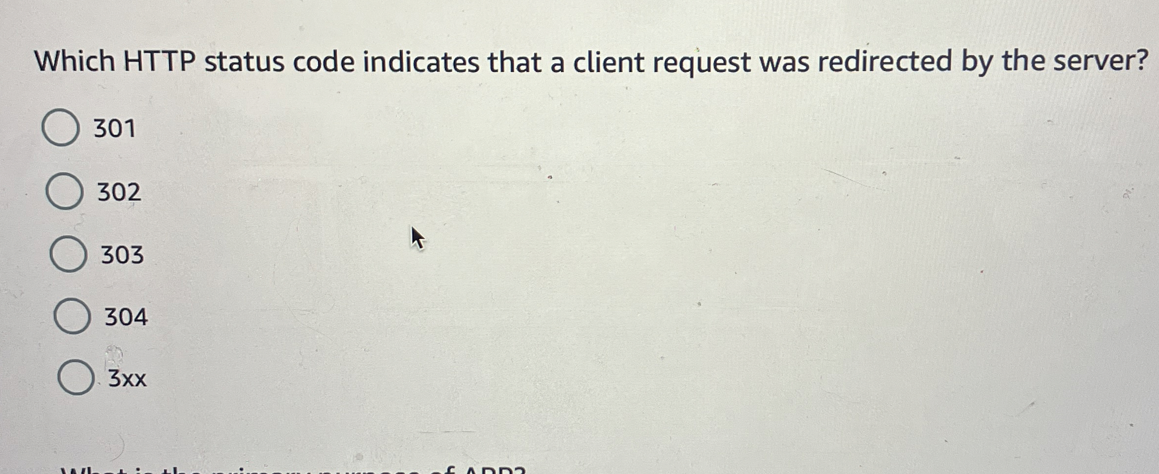  Which HTTP status code indicates that a client request was redirected
