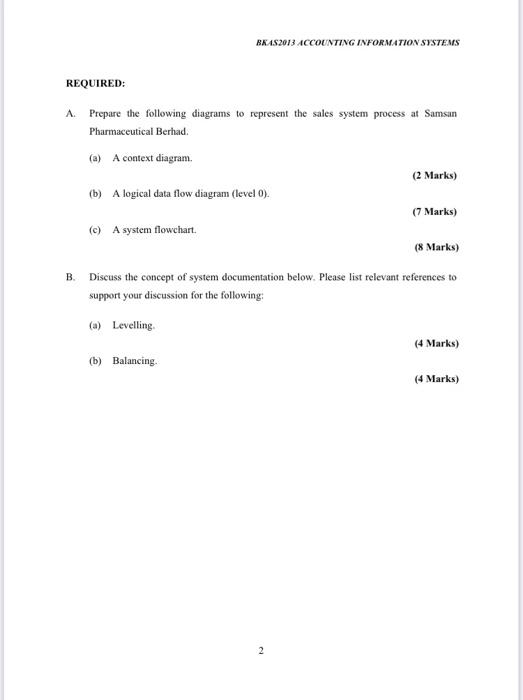 ACCOUNTING INFORMATION SYSTEMS QUESTION 1 (25 MARKS) The following activities describe the