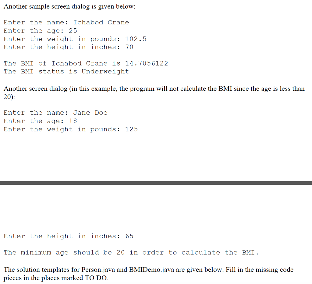 these values, it should create a Person object. If the age is