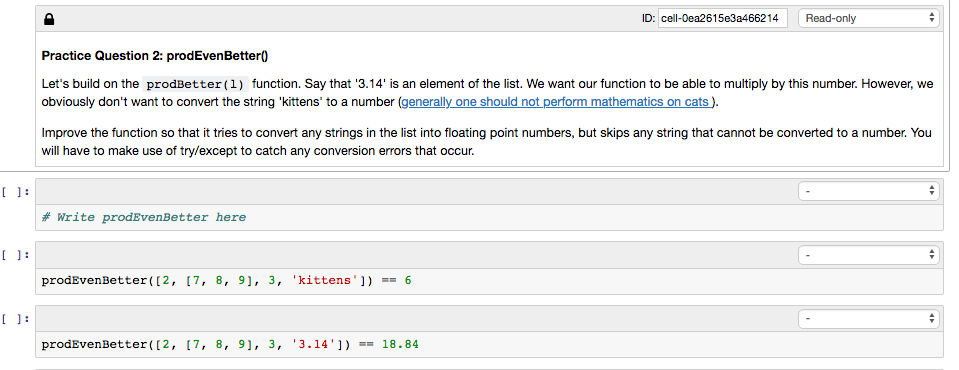 multiplies all the numbers in a given list: def prod(1): for i